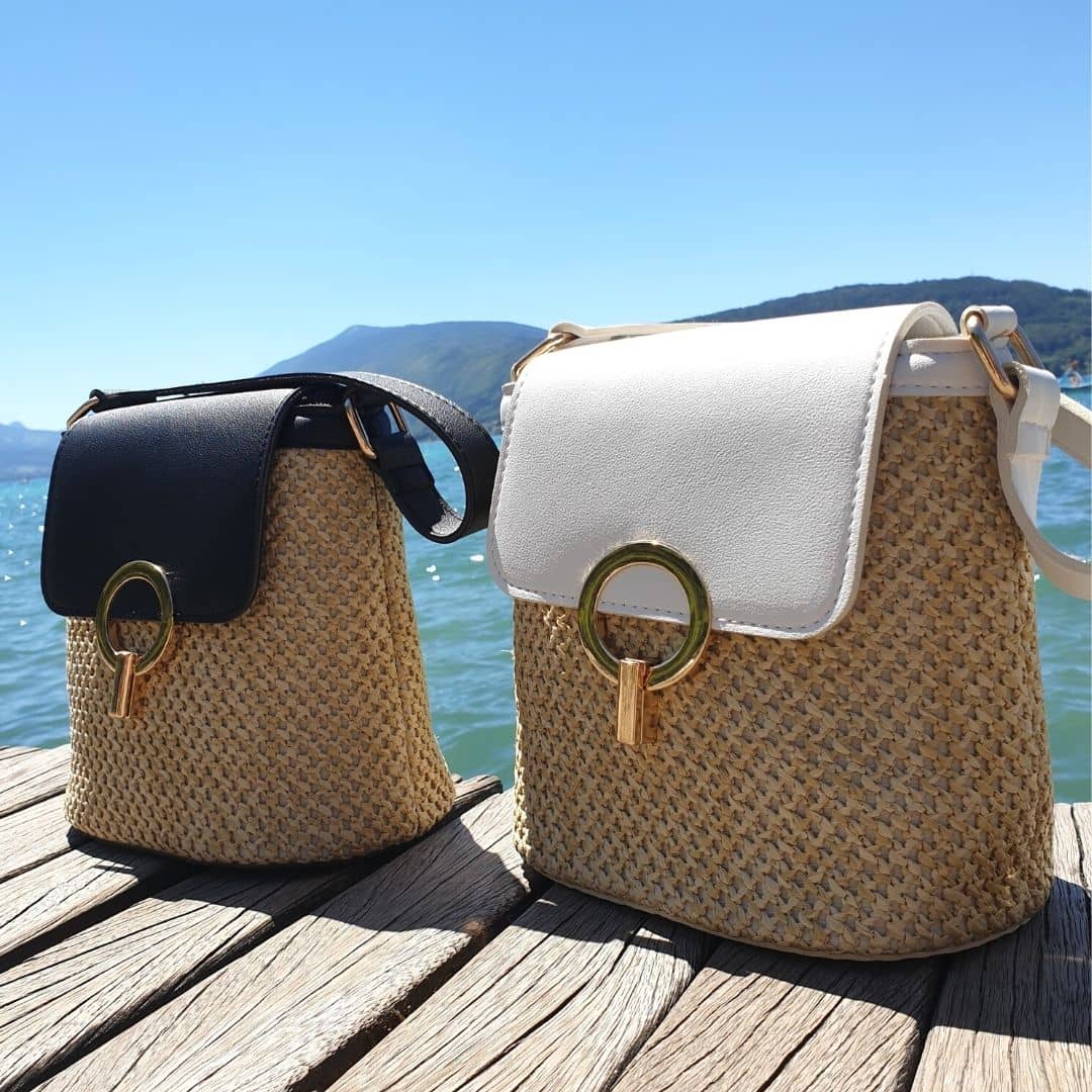Bolso Noa · + Correa GRATIS · Rafia y Piel