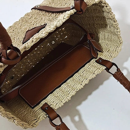 Bolso Sabrina· + Correa GRATIS · Rafia y Piel